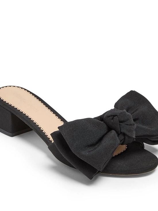 cinq a sept Shoes - cinq a sept Black Bow Block Heel Slide Sandals